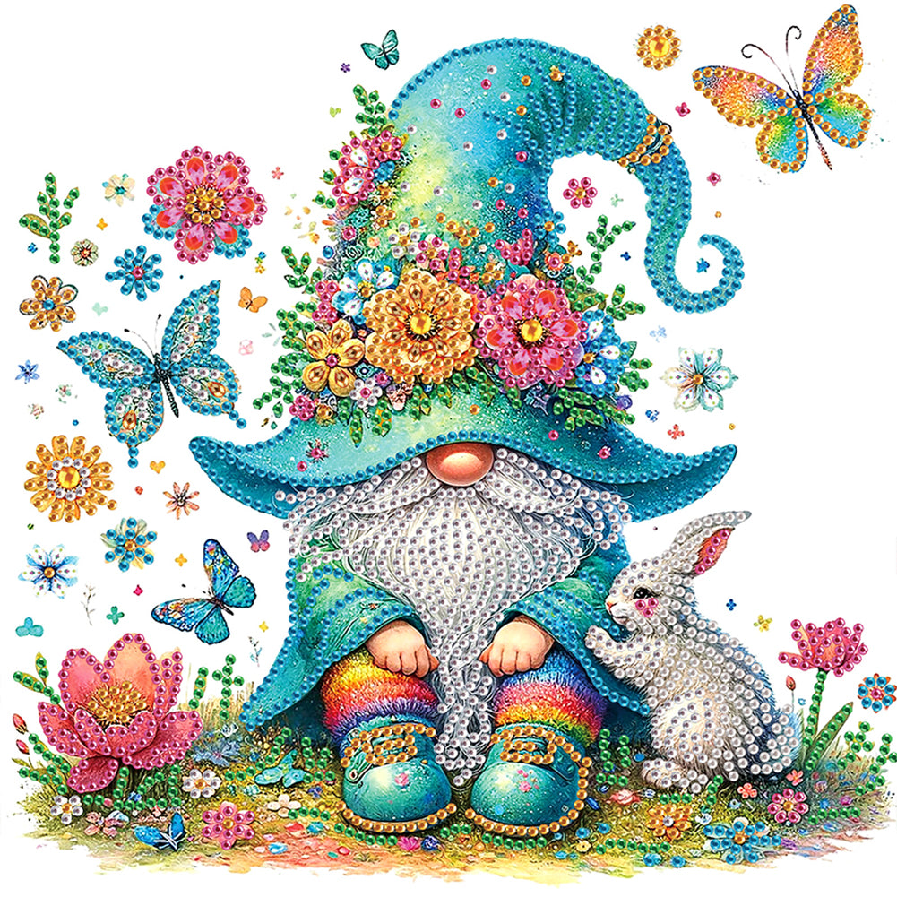 Diamond Painting - Partial Special Shaped - Flower gnome (30*30CM)