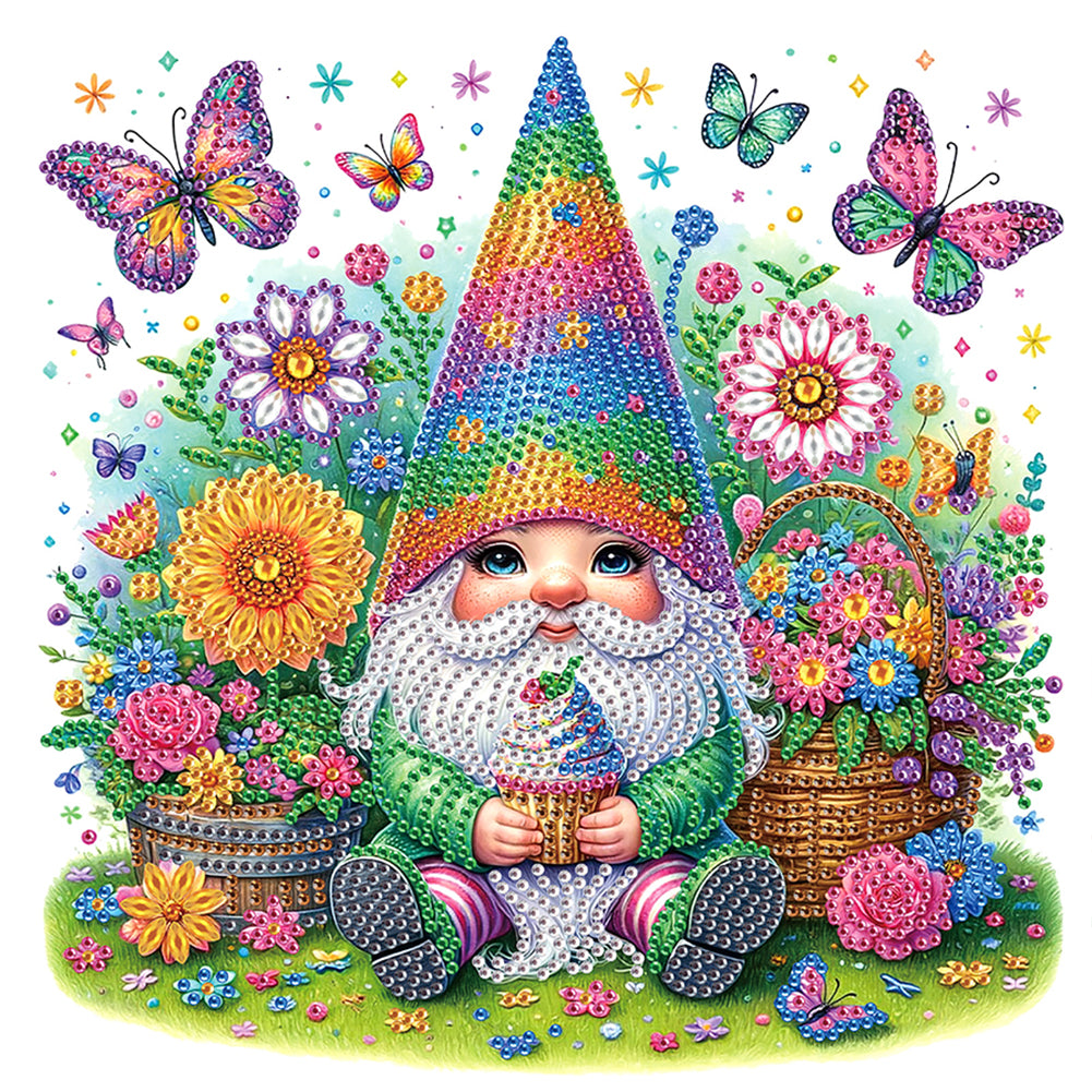 Diamond Painting - Partial Special Shaped - Flower gnome (30*30CM)