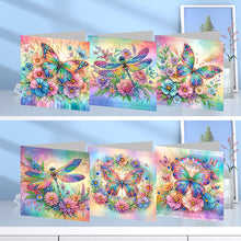 Load image into Gallery viewer, 6Pcs Butterfly Dragonfly Flower Diamond Painting Greeting Card Party Favors
