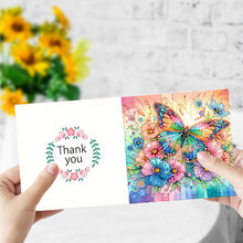 Load image into Gallery viewer, 6Pcs Butterfly Dragonfly Flower Diamond Painting Greeting Card Party Favors

