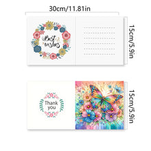 Load image into Gallery viewer, 6Pcs Butterfly Dragonfly Flower Diamond Painting Greeting Card Party Favors
