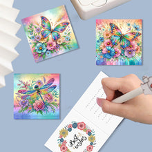 Load image into Gallery viewer, 6Pcs Butterfly Dragonfly Flower Diamond Painting Greeting Card Party Favors
