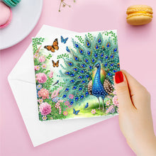 Load image into Gallery viewer, 6Pcs Peacock Painting Greeting Card Rhinestone Painting Card Kit for Party Favor
