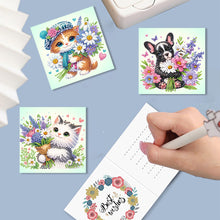Load image into Gallery viewer, 6Pcs Cat And Dog Diamond Painting Greeting Card Rhinestone Painting Card Kit

