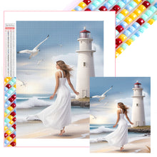 Load image into Gallery viewer, Diamond Painting - Full Square - Woman in white skirt at the seaside (40*50CM)
