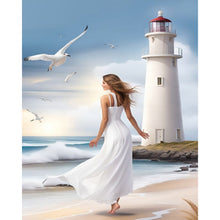 Load image into Gallery viewer, Diamond Painting - Full Square - Woman in white skirt at the seaside (40*50CM)
