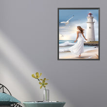 Load image into Gallery viewer, Diamond Painting - Full Square - Woman in white skirt at the seaside (40*50CM)
