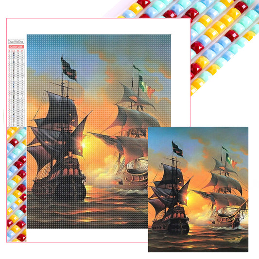 Diamond Painting - Full Square - Sailboat at sunset (40*50CM)