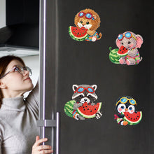 Load image into Gallery viewer, 6Pcs Diamond Painting Fridge Magnet Watermelon Animal Diamond Art Fridge Sticker
