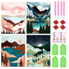 Load image into Gallery viewer, 4pcs Round Diamond Painting Set - Geometric landscape (30*40CM)
