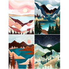 Load image into Gallery viewer, 4pcs Round Diamond Painting Set - Geometric landscape (30*40CM)
