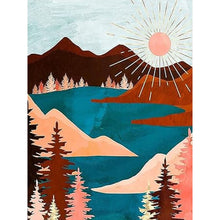 Load image into Gallery viewer, 4pcs Round Diamond Painting Set - Geometric landscape (30*40CM)

