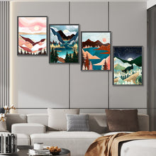 Load image into Gallery viewer, 4pcs Round Diamond Painting Set - Geometric landscape (30*40CM)
