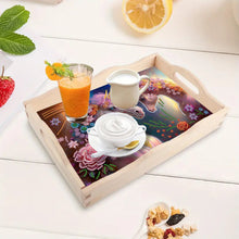 Load image into Gallery viewer, Wooden Horse Diamond Decorative Serving Tray with Handle for Desk Coffee Table
