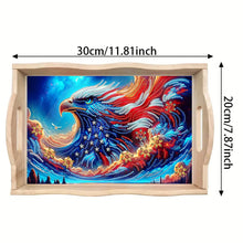 Load image into Gallery viewer, Wooden Eagle Diamond Decorative Serving Tray with Handle for Desk Coffee Table

