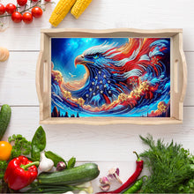 Load image into Gallery viewer, Wooden Eagle Diamond Decorative Serving Tray with Handle for Desk Coffee Table
