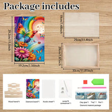 Load image into Gallery viewer, Wooden Rainbow Butterfly Diamond Decorative Serving Tray with Handle for Desk
