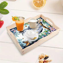 Load image into Gallery viewer, Wooden Owl Diamond Decorative Serving Tray with Handle for Desk Coffee Table
