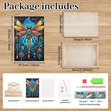 Load image into Gallery viewer, Wooden Dragonfly Diamond Decorative Serving Tray with Handle for Coffee Table
