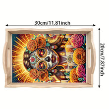 Load image into Gallery viewer, Wooden Horror Girl Diamond Decorative Serving Tray with Handle for Coffee Table
