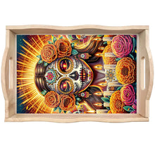 Load image into Gallery viewer, Wooden Horror Girl Diamond Decorative Serving Tray with Handle for Coffee Table

