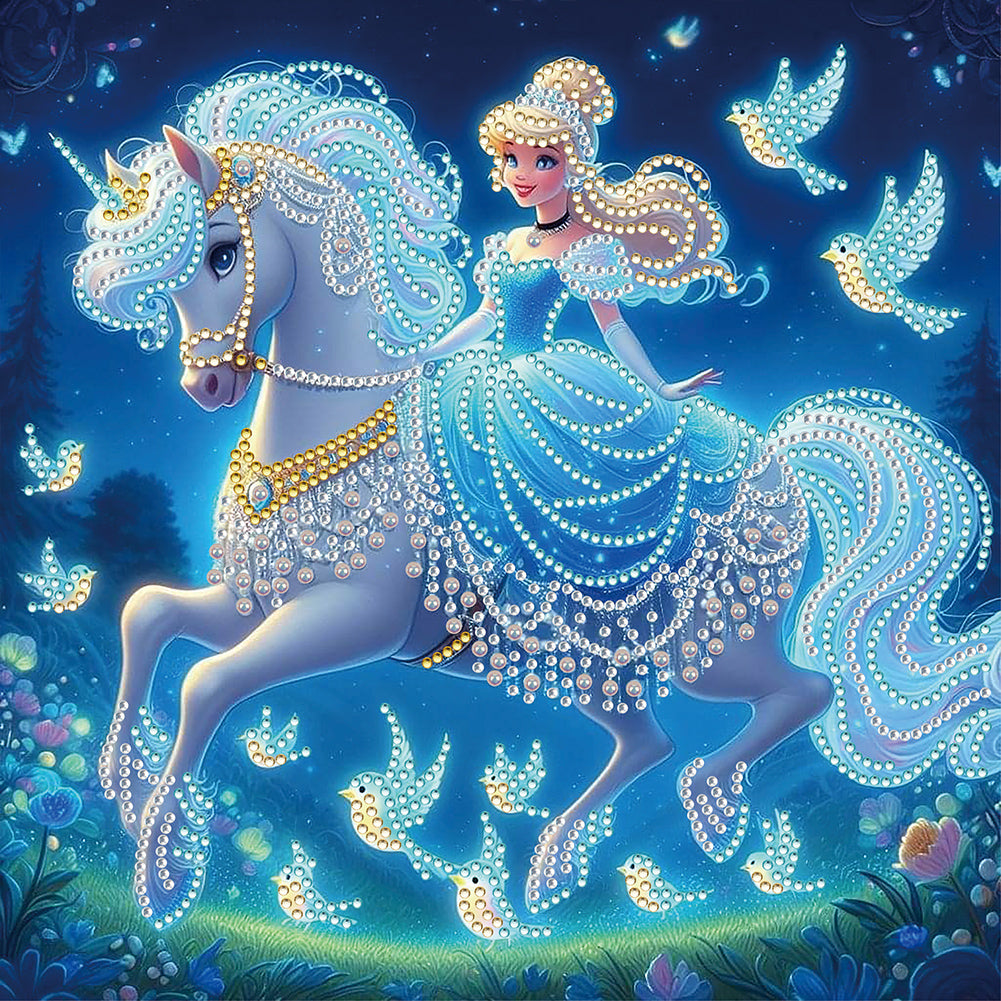 Diamond Painting - Partial Special Shaped - Princess Cinderella riding a horse (30*30CM)