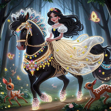 Load image into Gallery viewer, Diamond Painting - Partial Special Shaped - Snow White riding a horse (30*30CM)
