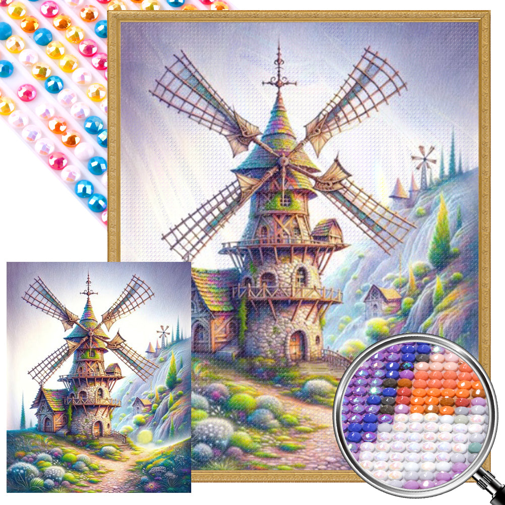 AB Diamond Painting - Full Round - Windmill by the path (40*50CM)