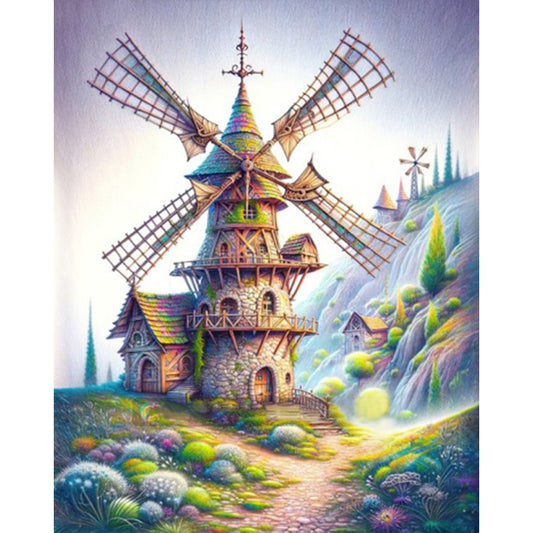 AB Diamond Painting - Full Round - Windmill by the path (40*50CM)