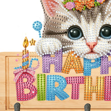 Load image into Gallery viewer, Wooden Special Shape Happy Birthday Cat 3 Hooks Diamond Painting Hook Rail
