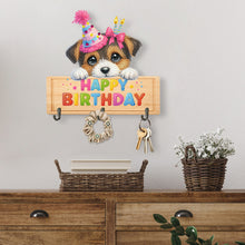 Load image into Gallery viewer, Wooden Special Shape Happy Birthday Dog 3 Hooks Diamond Painting Hook Rail
