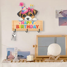 Load image into Gallery viewer, Wooden Special Shape Happy Birthday Dog 3 Hooks Diamond Painting Hook Rail
