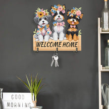 Load image into Gallery viewer, Wooden Special Shape Welcome Home Dog 3 Hooks Diamond Painting Hook Rail
