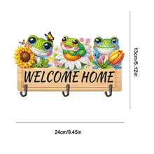 Load image into Gallery viewer, Wooden Special Shape Frog And Flower 3 Hooks No Punch Diamond Painting Hook Rail
