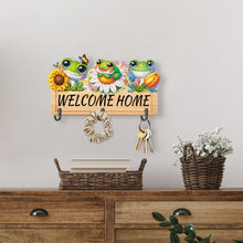 Load image into Gallery viewer, Wooden Special Shape Frog And Flower 3 Hooks No Punch Diamond Painting Hook Rail

