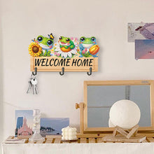 Load image into Gallery viewer, Wooden Special Shape Frog And Flower 3 Hooks No Punch Diamond Painting Hook Rail
