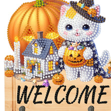 Load image into Gallery viewer, Wooden Special Shape Pumpkin Cat 3 Hooks No Punch Diamond Painting Hook Rail
