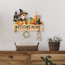 Load image into Gallery viewer, Wooden Special Shape Pumpkin Cat 3 Hooks No Punch Diamond Painting Hook Rail
