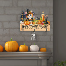 Load image into Gallery viewer, Wooden Special Shape Pumpkin Cat 3 Hooks No Punch Diamond Painting Hook Rail
