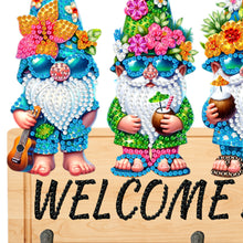 Load image into Gallery viewer, Wooden Special Shape Summer Gnome 3 Hooks No Punch Diamond Painting Hook Rail
