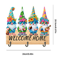 Load image into Gallery viewer, Wooden Special Shape Summer Gnome 3 Hooks No Punch Diamond Painting Hook Rail
