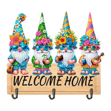 Load image into Gallery viewer, Wooden Special Shape Summer Gnome 3 Hooks No Punch Diamond Painting Hook Rail
