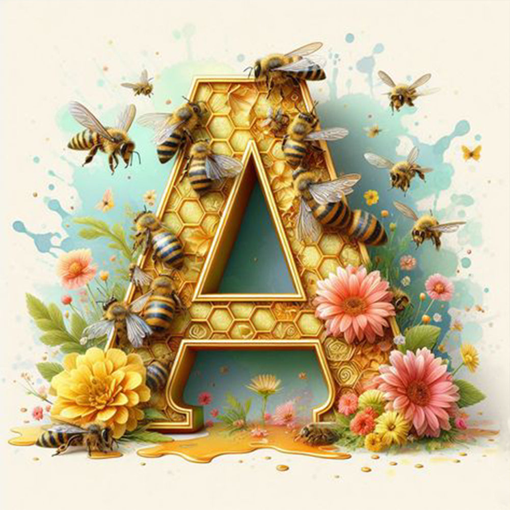 Diamond Painting - Full Round - Bee letter A (30*30CM)