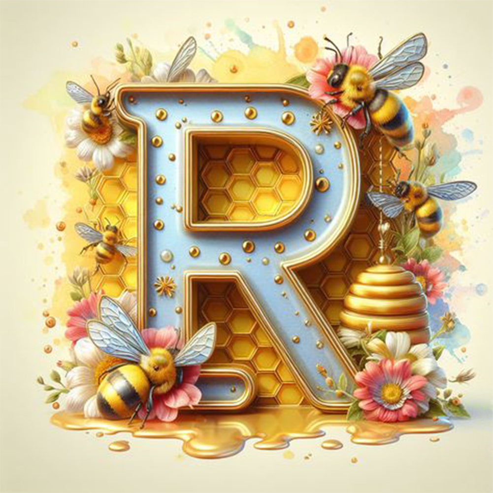 Diamond Painting - Full Round - Bee letter R (30*30CM)