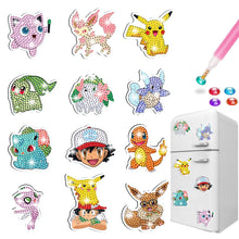 Load image into Gallery viewer, 12Pcs Diamond Painting Fridge Magnet Pokemon Fridge Stickers for Home Decor
