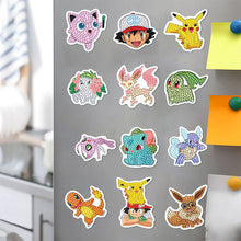 Load image into Gallery viewer, 12Pcs Diamond Painting Fridge Magnet Pokemon Fridge Stickers for Home Decor
