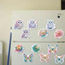 Load image into Gallery viewer, 12Pcs Diamond Painting Fridge Magnet Owl Flower Butterfly Fridge Stickers
