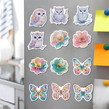 Load image into Gallery viewer, 12Pcs Diamond Painting Fridge Magnet Owl Flower Butterfly Fridge Stickers
