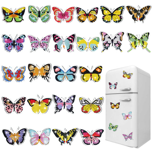 24Pcs Butterfly Diamond Painting Fridge Magnet Fridge Stickers for Home Decor