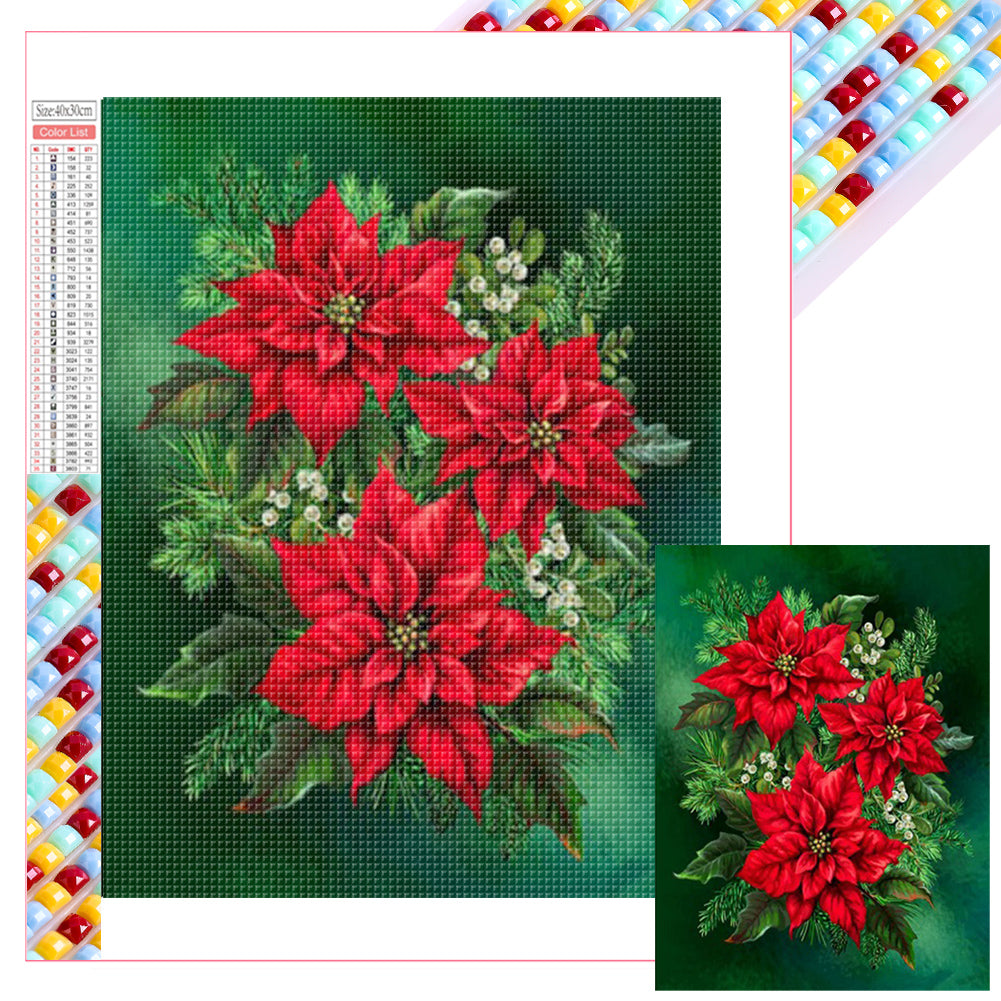 Diamond Painting - Full Square - Christmas poinsettia (30*40CM)